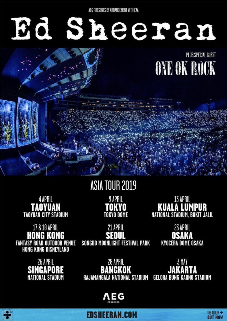 Ed Sheeran DIVIDE ASIA TOUR 2019
