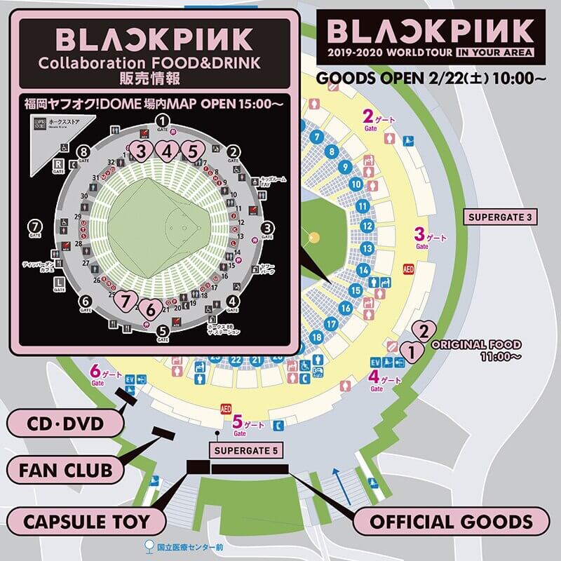 BLACKPINK ライブ2020 IN YOUR AREA 福岡PayPayドームのエリアマップ