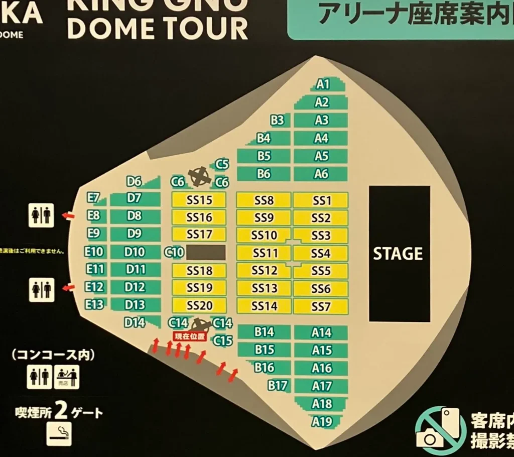 King Gnu ライブ2024 THE GREATEST UNKNOWN」福岡PayPayドームの座席表