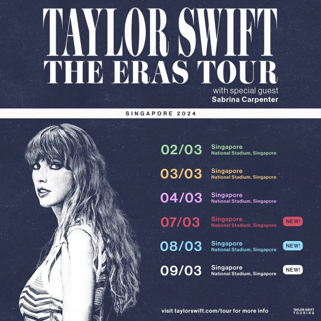 Taylor Swift The Eras Tour 2024 シンガポールのライブスケジュール
